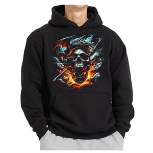 Sweat à capuche à manches longues pour hommes, imprimé à transfert de chaleur créatif et personnalisable, coupe ample, tricoté à motif solide et à capuche pour l'hiver - Product Image 5