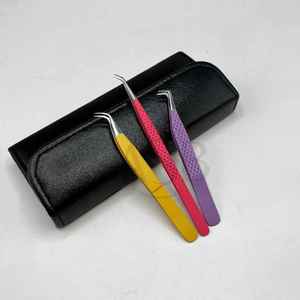 Pince à cils en acier inoxydable durable avec logo personnalisé solide adhérence 90 65 degrés pointu couleur personnalisée sans fibres professionnel - Product Image 6