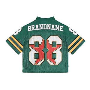 New Custom Over Sized Sublimation Boxy <b>Cropped</b> Print Cut and Jersey <b>Men</b> Mesh Street Wear Mesh American Football Jersey All Sizes - Product Image 4