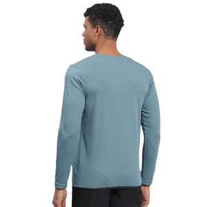T-shirt Premium Homme Manches Longues 260g Coton Fibre de Bambou Écologique Séchage Rapide Doux Respirant Décontracté Tendance OEM Personnalisable - Product Image 4