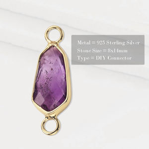 Connecteur en améthyste facetté hexagonal |   Composants de bijoux en pierres précieuses faits à la main à double boucle, vente en gros - Product Image 3