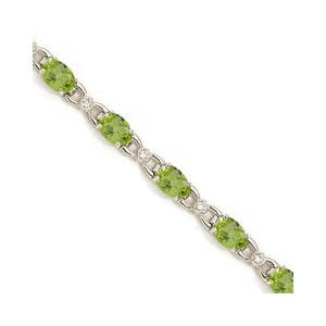 Brazalete de Oro Blanco de 14K con Diamantes y Peridoto, 10.26 Quilates, Elegantes Brazaletes para Mujer - Product Image 1