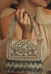 Unique Bohemian Style Embroidery Pearl Evening Hand Clutch <b>Bags</b> Fancy Design Lining Wholesale - Product Image 2