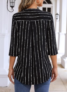 เสื้อทูนิคแขนยาวสำหรับผู้หญิง มีซิป ทรงหลวม พร้อมเลกกิ้ง คอวี สไตล์ลำลองทางธุรกิจ แต่งตัวดูดี - Product Image 3