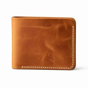 Portefeuille en cuir véritable pour homme, nouveau design, pliable et fin, avec impression sur le devant - Product Image 1