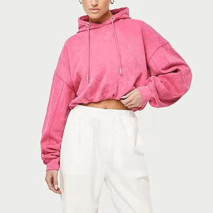 Sweat à capuche coupe-vent de haute qualité fabriqué au Pakistan pour femmes Streetwear d'hiver avec logo avant col à capuche longueur courte - Product Image 6
