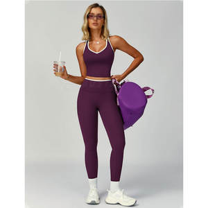 Ensemble de yoga à compression élastique Leggings camouflage sans couture pour femmes Utilisation en extérieur Yoga Se - Product Image 2