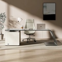 Bureau de direction moderne en demi-lune blanc minimaliste au design créatif, bureau de luxe pour PDG, directeur, cadre