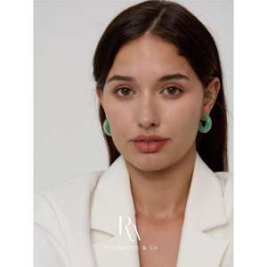 Orecchini a Cerchio Unisex Verde Giada, Leggeri in Acrilico, Stile Religioso, Regalo Perfetto per Lei - Product Image 6