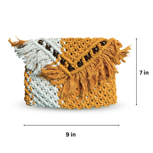 Bolso Bandolera de Macramé, Estilo Bohemio Minimalista Vintage, Tamaño XL, Bolso de Paja con Borlas Decorativas para Otoño e Invierno - Product Image 3