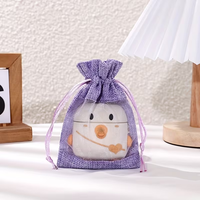 Sacs cadeaux en toile de jute personnalisés avec cordon de serrage et fenêtre, pour Noël, mariages, bijoux, cosmétiques, collations et cadeaux de fête, vente en gros
