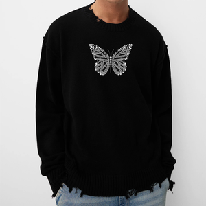 Sweatshirts en détresse dernier style pour hommes avec strass Services OEM 100% coton motif solide pour col rond d'hiver - Product Image 6