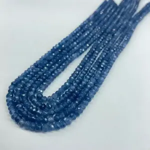 Gemmes perlées à facettes en saphir bleu 4mm perles de pierre polies en vrac pour la fabrication de bijoux - Product Image 1