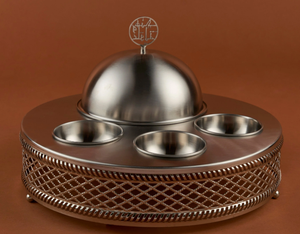 Cazuelas de buffet de comida de diseño elegante, calentador de comida de Metal decorativo, olla caliente de Ramadán árabe con acabado personalizado - Product Image 1