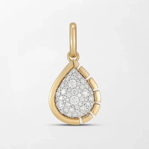 Pendentif goutte de neige à facettes en diamants ronds de laboratoire de 0,76 carat, serti en clos, couleur GH-VS, en or jaune 18 carats, idéal pour les fiançailles et les soirées. - Product Image 1