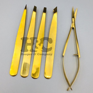 Top <b>Sale</b> Gold Eyebrow Tweezers Professional High Quality Tweezers Pouch Stainless Steel Eyebrow Tweezers <b>Spring</b> Scissor - Product Image 3