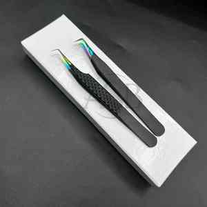 Pinzas de pestañas de acero sostenibles japonesas para bota delgada de 90 grados de alta calidad profesional, pestañas de fibra puntiagudas probadas a mano - Product Image 3