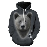 Hoodie Fleece Musim Dingin Desain Baru Pria Wanita, Sweatshirt Beruang Singa, Fashion Oversize, Pullover Streetwear, Atasan