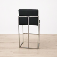 Tabouret de bar en acier inoxydable, siège haut avec assise et dossier rembourrés, avec accoudoirs, pour cuisine, maison, salle à manger, extérieur, café, mobilier