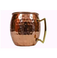 Mug à Moscow Mule en or rose artisanal avec poignée en cuivre, motif floral, passe au lave-vaisselle, mug à bière