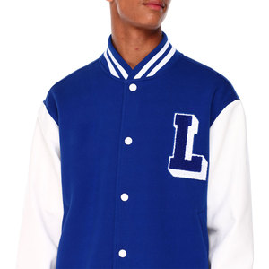 Nouvelle veste de baseball à la mode pour hommes veste en toile à col montant lettrage personnalisable couleur unie vente en gros - Product Image 4