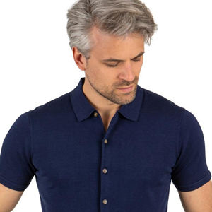 Camisetas Polo de Hombre de Manga Corta con Botones, Color Azul Marino, Tejidas, Diseño Nuevo 2026, Logotipo Personalizado - Product Image 4