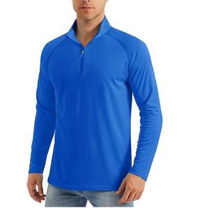 Vêtement de sport en gros, noir, personnalisé, col montant, 250 g/m², nylon, col rond, salle de sport, fitness, course à pied, manches longues pour homme - Product Image 1