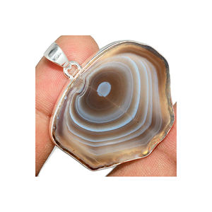 Dernier modèle Pendentif en agate du Botswana naturelle avec un bel œil en argent sterling 925 à vendre au meilleur prix Cadeau pour elle - Product Image 5