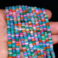 Perles Rondelles Facettées en Opale Éthiopienne Naturelle Multicolore, Meilleures Ventes, 4-5mm, Pierres Précieuses en Vrac, 16 Pouces de Long, Percées au Centre