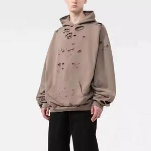 Sudaderas con Capucha de Mezclilla Lavada al Ácido, Estilo Desgastado, Hechas a Medida, 100% Algodón, Unisex, para Invierno, con Logotipo Personalizado, en Oferta - Product Image 3