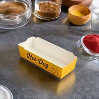 Bac à papier jetable personnalisé de qualité alimentaire pour emballage de chien de maïs support pour hot-dogs en papier kraft écologique avec logo imprimé