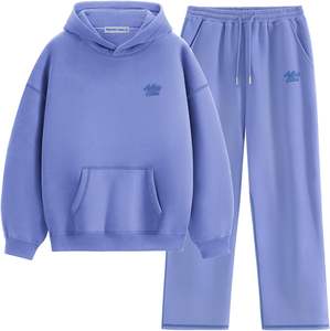 SUDADERO de algodón 100%, conjunto ligero con capucha, cierre de cordón, invierno, ecológico, lavado a la piedra, estampado de diamantes de imitación adornados - Product Image 1