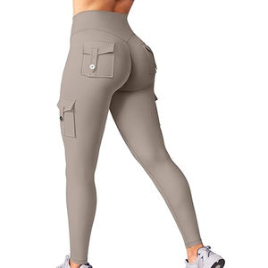 Leggings de Yoga de Cintura Alta para Mujer, con Bolsillos Tipo Cargo, Transpirables, de Spandex/Poliéster, para Gimnasio, Fitness y Running, Gran Venta - Product Image 3
