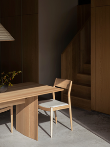 Silla de comedor de tela con cojín tejido para restaurante Silla de comedor moderna de madera maciza - Product Image 3