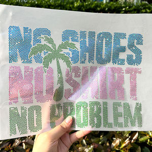 Sewill vente en gros plage bum personnalisé en couleur bleu rose vert conceptions visage souriant maman transferts de paillettes d'été - Product Image 2