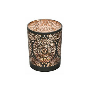 Black & Gold Metal Etched Cutout <b>Leaf</b> Votive Tea <b>Light</b> Holder - Product Image 4