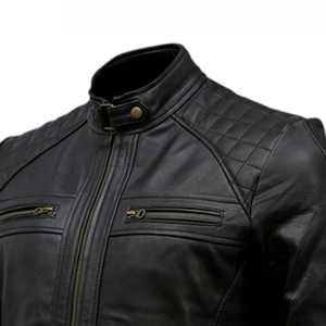 Veste en cuir pur 100% pour hommes, élégante, à la mode, avec col montant, veste de haute qualité la plus vendue pour hommes - Product Image 3