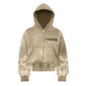 Glory Custom Washed High Quality Printing Zip Up Hoodie 100% Cotton Soft Breathable Fabric For Unisex Street Wear - Product Image 1