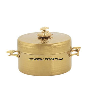 Hammered Insulated Hotpot Silver Finished Handmade Designer Casserole Latest Collection Fancy metal <b>Food</b> <b>Warmer</b> - Product Image 6