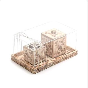 Ensemble de cadeaux de plateaux décoratifs de Noël 2 pièces pot supérieur en acrylique nacré pour la nourriture et le dessert prix de gros - Product Image 5