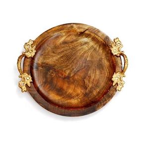 Plateau de service moderne en bois écologique Plateau décoratif en métal pour la cuisine à domicile Plateau en bois pour les collations et le dîner - Product Image 4