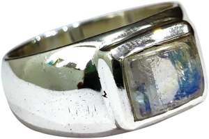 Anillo de Plata de Ley 925 con Piedra Lunar Arcoíris Natural, Novedad, Piedra de Nacimiento de Junio, Joyería para el Día del Padre, Venta al por Mayor - Product Image 3