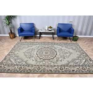 Turkish Rug, 5.9x9.1 ft Vintage Rug, <b>Brown</b> Gray Camouflage <b>Wool</b> Rug - Product Image 1