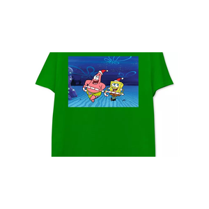 Freeze 24-7 T-shirt natalizia da uomo verde con design Spongebob e Patrick, taglia media - Product Image 2