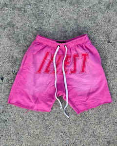 Ropa de calle personalizada, pantalones cortos de chándal Vintage Boxy Fit Sun Faded Cut Edge Raw Hem, cordón grueso, estampado de pantalla, bolsillos de estilo informal - Product Image 2