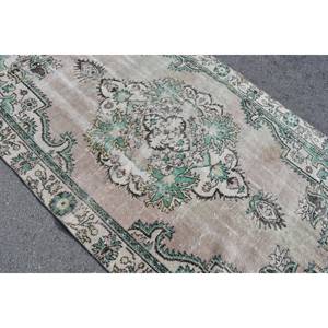 Alfombra de lana de retazos Vintage de 5,4x9,5 pies tejido plano turco con respaldo de látex para decoración para sala de estar Color verde Beige - Product Image 5