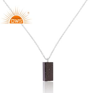 El último collar con colgante de piedras preciosas de turmalina negra Natural de plata esterlina fina, fabricante de joyería personalizada - Product Image 3