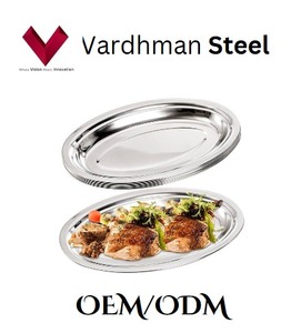 Plateau ovale en acier inoxydable avec logo personnalisé, plat à poisson ovale, assiette à poisson en acier inoxydable, plateau de service alimentaire en métal pour la cuisson à la vapeur - Product Image 5