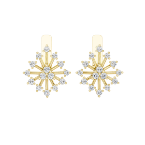 Boucles d'oreilles flocon de neige en diamant de laboratoire 0,546 CT, taille brillant rond, or 18 carats, 14 carats, 10 carats et argent 925, or rose, or jaune, or blanc - Product Image 3