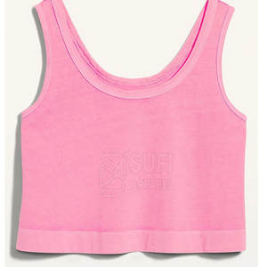 Top Corto sin Mangas con Cuello Redondo para Mujer, Tejido con Logotipo Frontal, Cómodo y Transpirable - Product Image 3